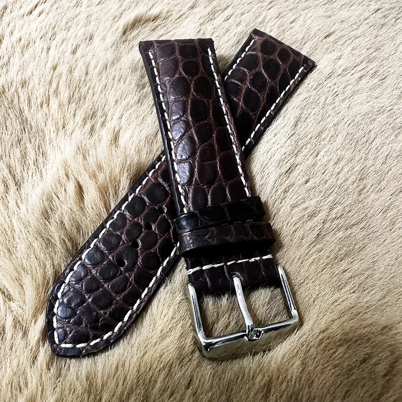 Vega 24MM Leather Crocodile Grain Watch Strap- Stylish and Versatile